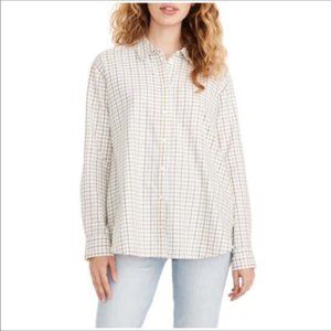 Madewell Oversize Ex-Boyfriend Plaid Shirt -Grey Gradation Plaid  Size S.